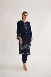 DA-1697 NAVY BLUE EMBROIDERED KURTA